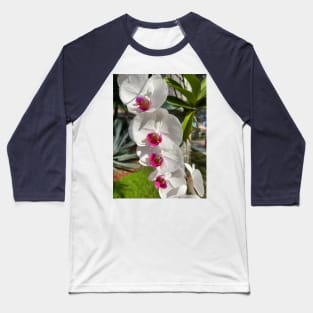 White Orchids With Pink Baseball T-Shirt